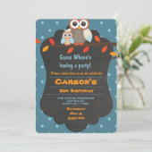 かわいい森林誕生日のフクロウ 招待状 (スタンド正面)
