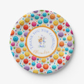 かわいい森踊りウサギ水玉模様パターン ペーパープレート (正面)