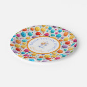 かわいい森踊りウサギ水玉模様パターン ペーパープレート (アングル)