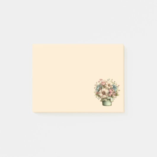 かわいい植木鉢の幻想的な花 ポストイット (正面)