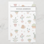 かわいい植物と多肉植物 便箋 (正面/裏面)