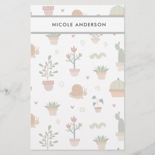 かわいい植物と多肉植物 便箋 (正面)