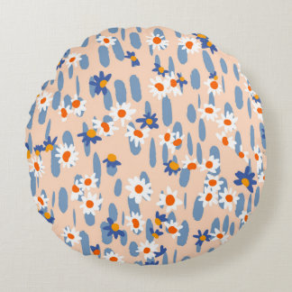 かわいい植物のシームレスな模様。小デイジースカ ラウンドクッション