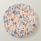 かわいい植物のシームレスな模様。小デイジースカ ラウンドクッション (裏面)