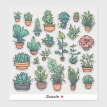 かわいい植物のステッカーシート