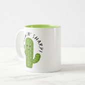 かわいい植物の恋人サボテンのシャープ ツートーンマグカップ (正面左)