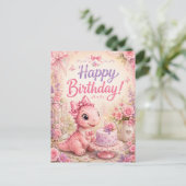 かわいい植物の恐竜の誕生日 ポストカード (スタンド正面)