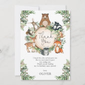 かわいい植物の森の赤ちゃん動物感謝カード (正面)