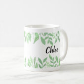 かわいい植物の水彩画の名前のマグ コーヒーマグカップ (正面右)