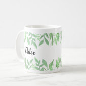 かわいい植物の水彩画の名前のマグ コーヒーマグカップ (正面左)