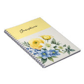 かわいい植物の水彩花柄のパーソナライズされたノート ノートブック (右側)