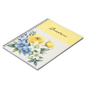 かわいい植物の水彩花柄のパーソナライズされたノート ノートブック (左側)