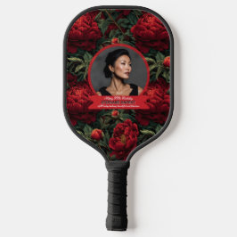 かわいい植物の芍薬の花のアクセント誕生日 ピックルボールラケット