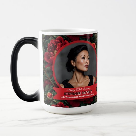 かわいい植物の芍薬の花園の誕生日 モーフィングマグカップ (左)