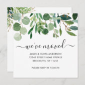 かわいい植物の葉の引っ越しました新しいホームムービング 案内状 (正面/裏面)