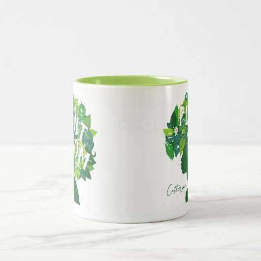 かわいい植物パーソナライズされた母マプラントラバーツートーン ツートーンマグカップ (中央)