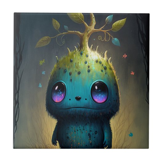 かわいい植物モンスターアートファンタジータイル タイル (正面)