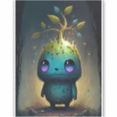 かわいい植物モンスターファンタジーアートステッカー シール (正面)