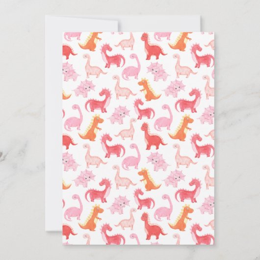 かわいい植物女の子の恐竜の赤ちゃんシャワー 招待状 (裏面)