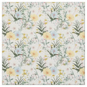 かわいい植物性アイボリーと青lホワイト ファブリック (見本)