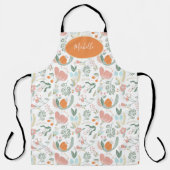 かわいい植物性パステルフローラルパターンオレンジの名前 エプロン (正面)