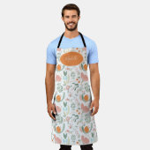 かわいい植物性パステルフローラルパターンオレンジの名前 エプロン (着用した状態)