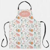 かわいい植物性パステルフローラルパターンピンクの名前 エプロン (正面)