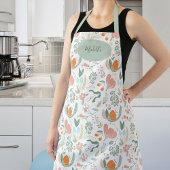 かわいい植物性パステルフローラルパターン名前をカスタムする エプロン