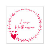 かわいい植物性リースとハートカスタムブック セルフインキングスタンプ (デザイン)