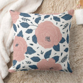 かわいい植物柄lピンクフローラlホワイト クッション (ブランケット)