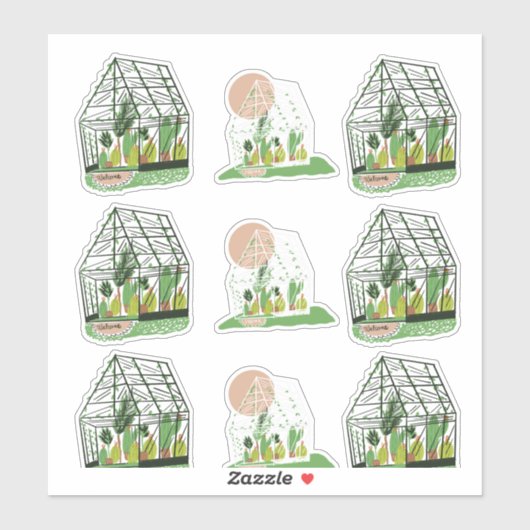 かわいい植物温室イラストセットステッカー シール (シート)