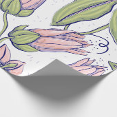 かわいい植物花ピンクと緑のl大事な行事 ラッピングペーパー (角)