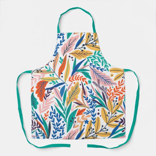 かわいい植物葉春カスタム文字エプロン エプロン (正面)