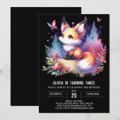 かわいい楽しいキツネの誕生日デジタル 招待状 (正面/裏面)