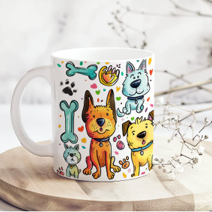 かわいい楽しいキャラクターの犬ママ コーヒーマグカップ