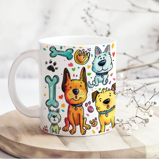 かわいい楽しいキャラクターの犬ママ コーヒーマグカップ