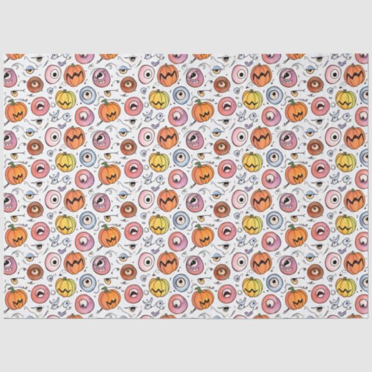 かわいい楽しいハロウィンモンスターの目玉カボチャの落書き 薄葉紙 (正面)