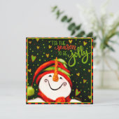 かわいい楽しいフェスティブな雪だるまのクリスマスホリデーカード シーズンカード (スタンド正面)