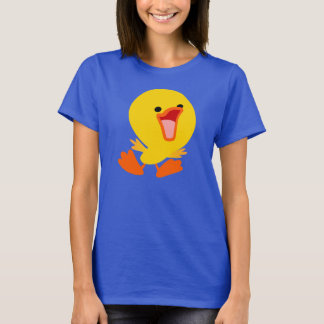 かわいい楽しいマンガのアヒルの女性Tシャツ Tシャツ