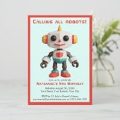 かわいい楽しいロボット子供の誕生日 招待状 (スタンド正面)