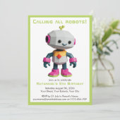 かわいい楽しいロボット子供の誕生日 招待状 (スタンド正面)