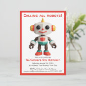 かわいい楽しいロボット子供の誕生日 招待状 (スタンド正面)
