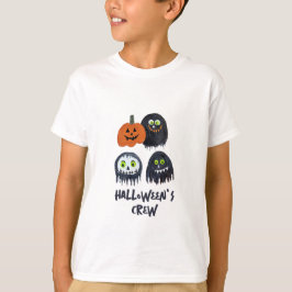 かわいい楽しい怖いハロウィンの黒いモンスタークルー Tシャツ