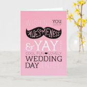 かわいい楽しい愛の口ひげウェディングカード カード (黄色い花)