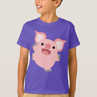 かわいい楽しい漫画の豚の子供たちTシャツ Tシャツ