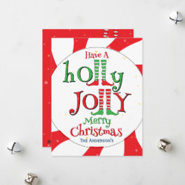 かわいい楽しい祭りのホリ ジョリーエルフ メリークリスマス シーズンカード