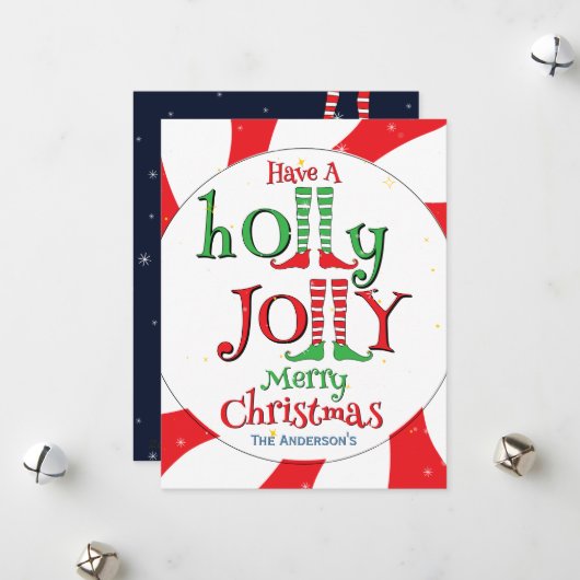 かわいい楽しい祭りのホーリージョリークリスマスエルフ シーズンカード (正面/裏面インサイチュ)