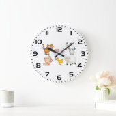 かわいい楽しい農場の動物たち ラージ壁時計 (ホーム)