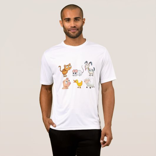 かわいい楽しい農場の動物たち Tシャツ (正面フル)