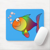 かわいい楽しい金魚の海とライトブルー マウスパッド (マウス)